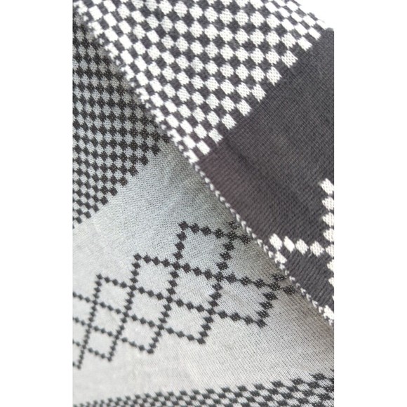 Mia Maddison Cardigan Sweater Shawl Poncho Rayon Gray Diamond Geometric Fringe L - Picture 6 of 7